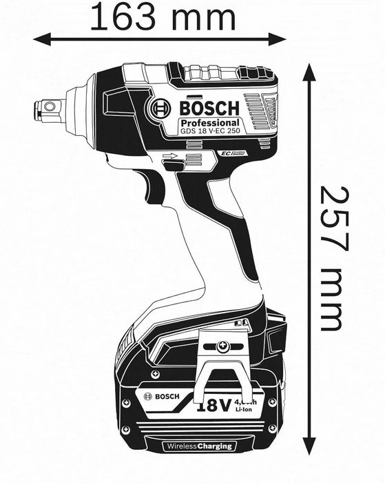 Boulonneuse à chocs BOSCH PRO GDS 18 V-EC 250 + coffret XL-BOXX - 06019D8104 - Déstockage - BAKZOKA