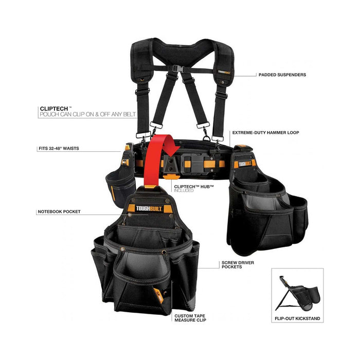 Ceinture porte-outils ajustable TOUGHBUILT TB-CT-101-5P 82-122cm 36 poches (1 pièce) - Déstockage - BAKZOKA