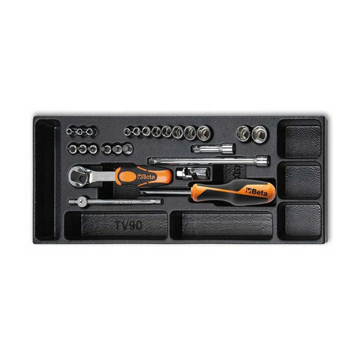 Coffret de clés à douilles articulées BETA T91 + plateau thermoformé (25 pièces) - 024240091 - Déstockage - BAKZOKA