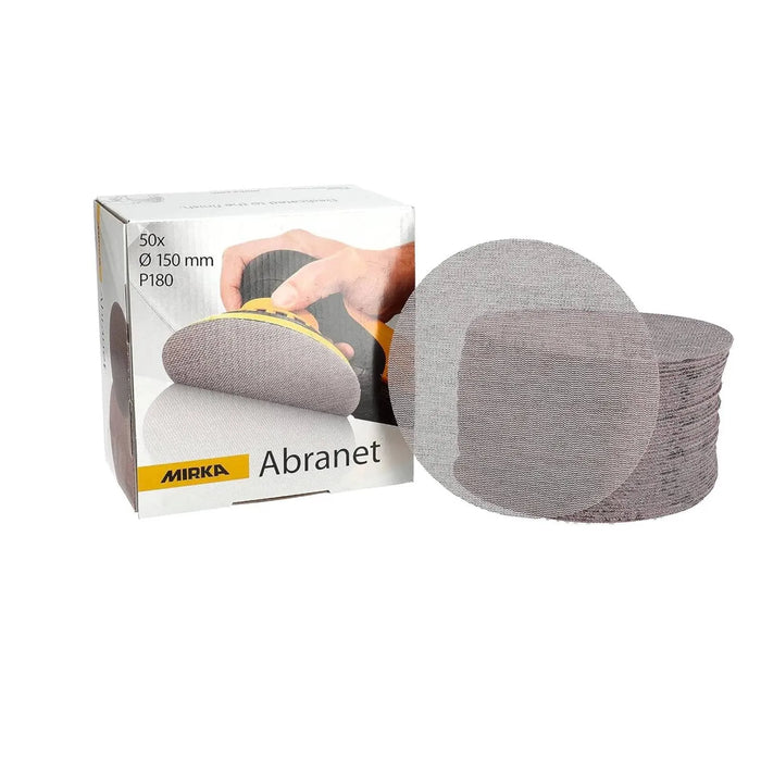 Disque abrasif auto-agrippant MIRKA Abranet Ø150 mm Grain 180 (50 pièces) - 5424105018 - Déstockage - BAKZOKA