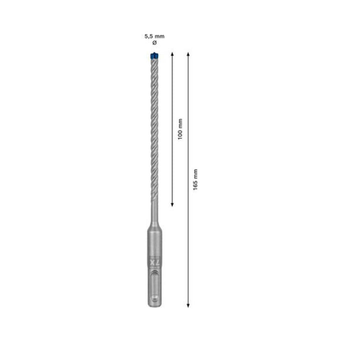 Foret béton SDS-Plus BOSCH 7X Expert 4 taillants 5,5x100x165 mm (1 pièce) - 2608900066 - Déstockage - BAKZOKA