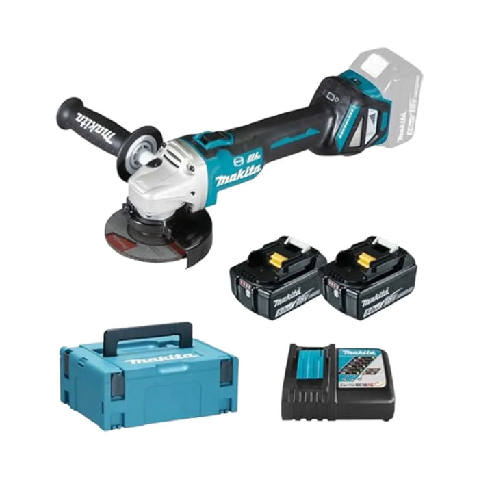 Meuleuse d'angle MAKITA 18V Li-Ion (2x 5Ah) Ø125mm + coffret MAKPAC DGA519RTJ1 - Déstockage - BAKZOKA