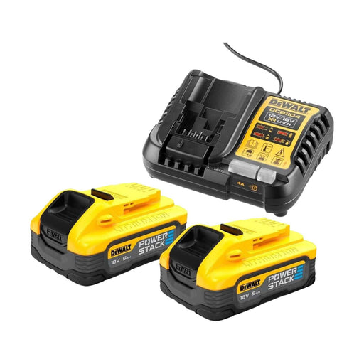 Pack 2 batteries + 1 chargeur DEWALT 18V Li-Ion 5Ah PowerStack XR DCB1104H2-QW - Déstockage - BAKZOKA