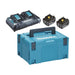 Pack 2 batteries + 1 chargeur double MAKITA 18V Li-Ion 5Ah + coffret MAKPAC 197629-2 - Déstockage - BAKZOKA
