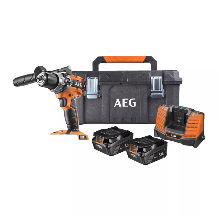 Perceuse visseuse à percussion AEG 18V Li-Ion (2x 5Ah) 65Nm + Toolbox BSB 18C2BL-502TB - Déstockage - BAKZOKA