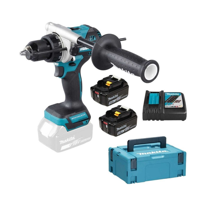 Perceuse visseuse à percussion MAKITA 18V Li-Ion (2x 5Ah) LXT 130Nm + coffret MAKPAC DHP486RTJ - Déstockage - BAKZOKA