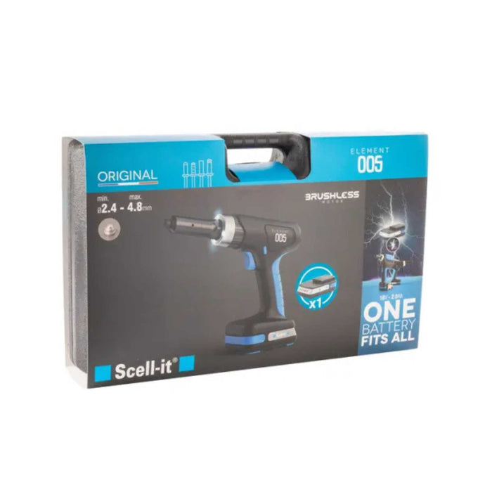 Riveteuse SCELL-IT 18V (1x 2Ah) Ø2.4 - 4.8 mm + mallette E-005-1XBAT - Déstockage - BAKZOKA