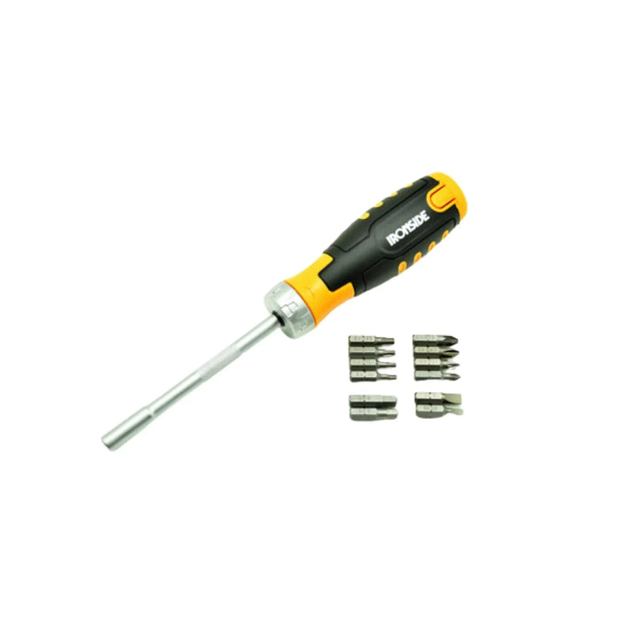 Tournevis à cliquet magnétique IRONSIDE + 12 embouts - 9715555 - Déstockage - BAKZOKA